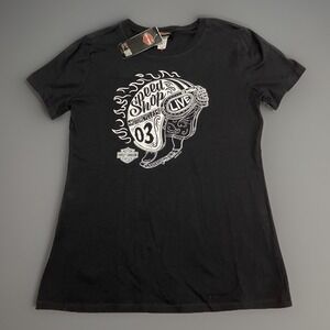 NWT!  $47.00 Ladies! Harley Davidson Black Widow T Shirt Port Charolette Med